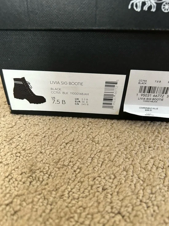 COACH women’s Black Signature Logo Combat Boots - Picture 5 of 5